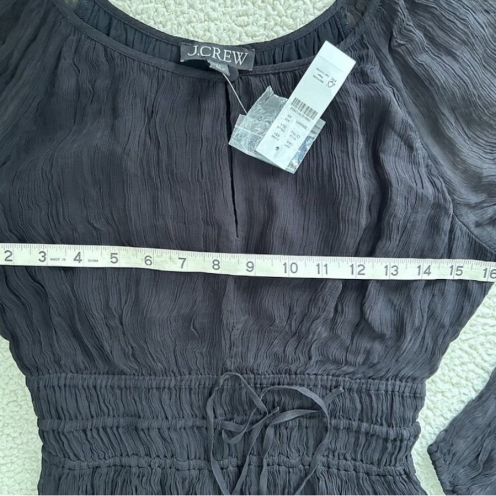 J Crew Elena Long Sleeve Black Chiffon Dress - Picture 10 of 13